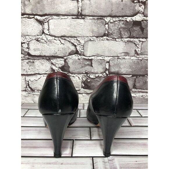 Bill Valentine VTG Burgundy Leather Slip On Classic Heels Women Sz 7M US/37.5EU - Picture 8 of 16